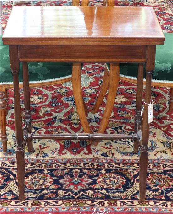 An Edwardian banded mahogany folding card table W.58cm